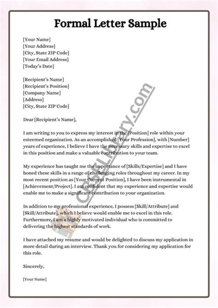 How do I write a formal letter of Class 7?
