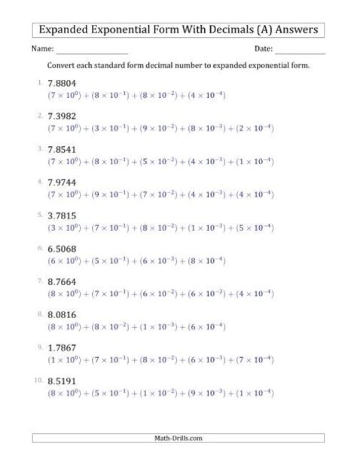 How do you convert a decimal to exponential form in Excel?