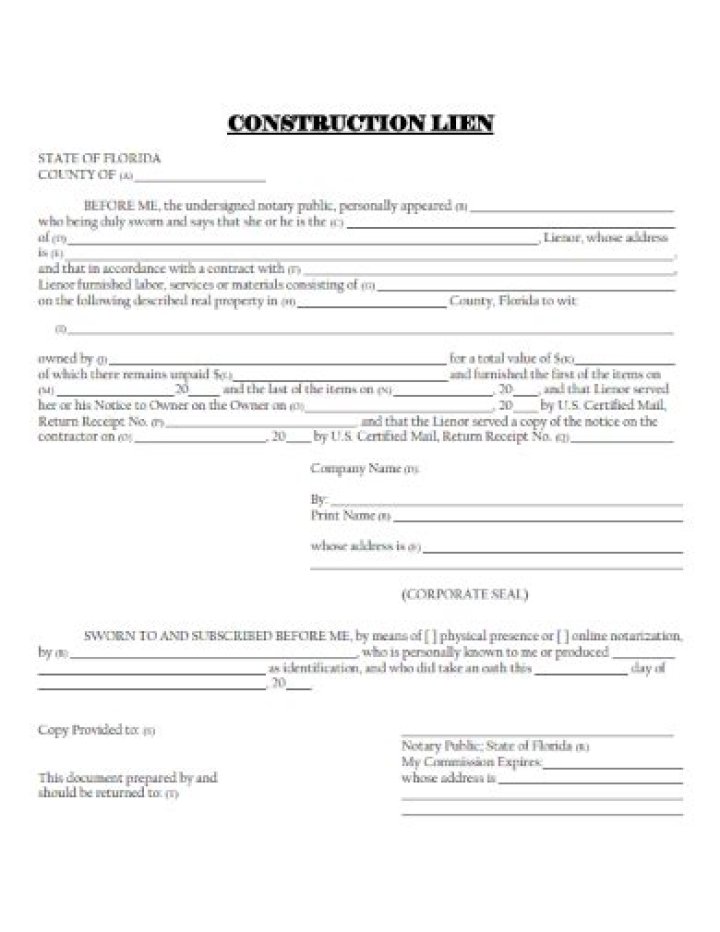 How do you put a construction lien on a property?