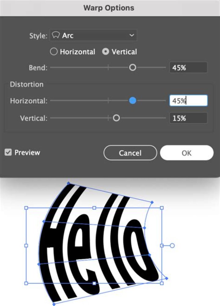 How do you warp text in a shape in Illustrator?