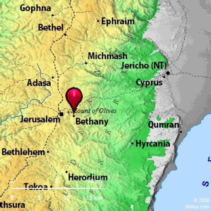 How far was Bethany from Jerusalem in Jesus day?