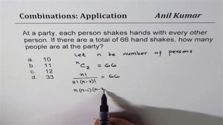 How many persons were if there are 66 handshakes in the party?