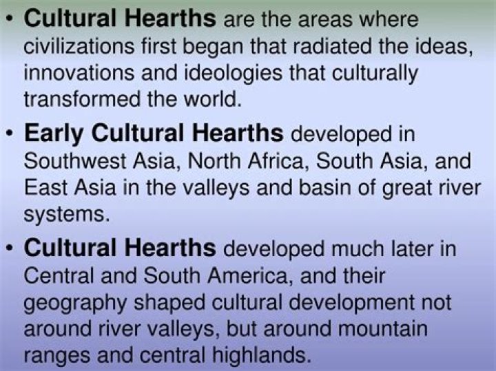 What are 3 examples of cultural hearths?