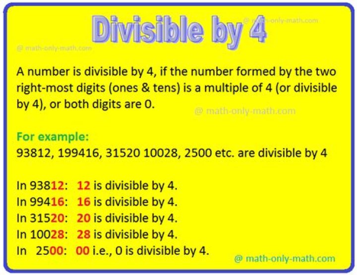 What are the numbers divisible by 4?