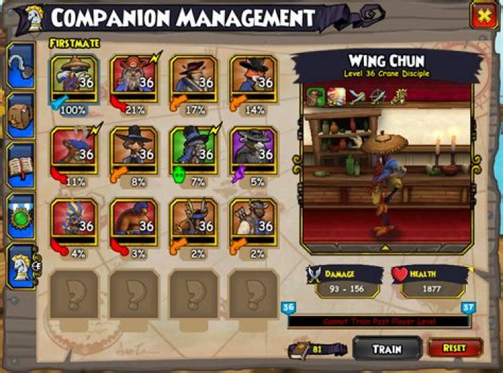 What companions do Swashbucklers get in Pirate101?