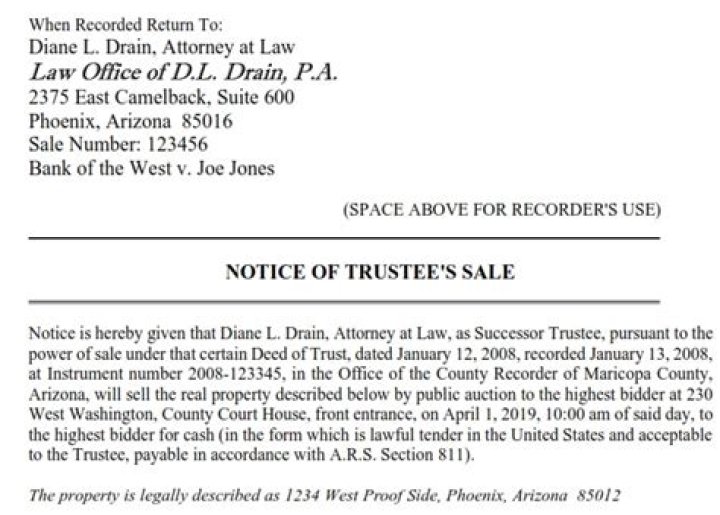 What does a notice of trustee sale mean?