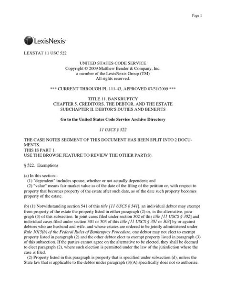 What is 11 usc 522 f?