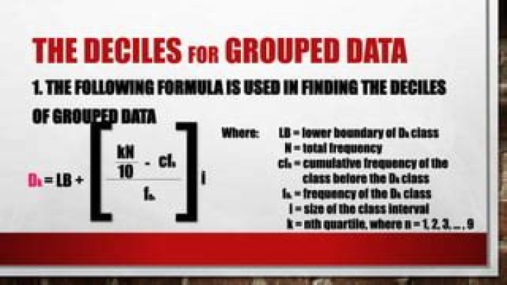 What is the formula of decile grouped data?