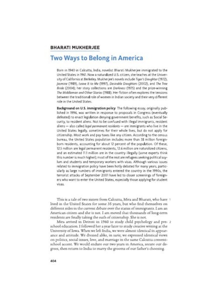 What is the main point of two ways to belong to America?