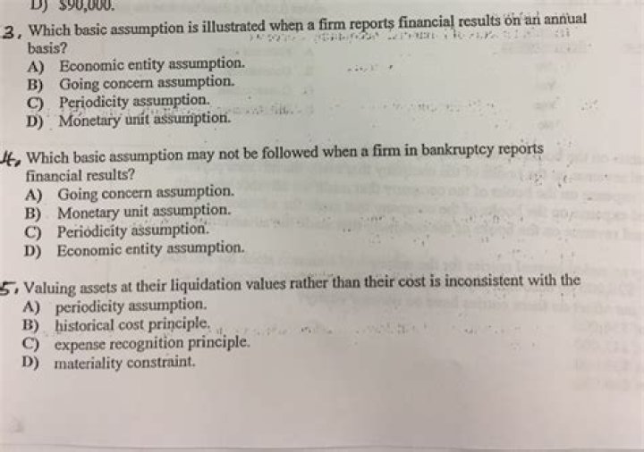 Which basic assumption may not be followed when a firm in bankruptcy Reports Financial Results Group of answer choices?