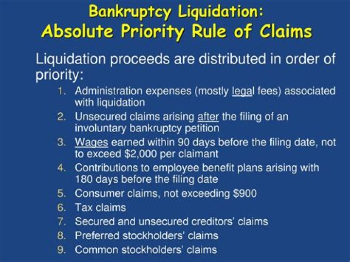 Which of the following is the lowest in priority of claims against a bankrupt firm quizlet?